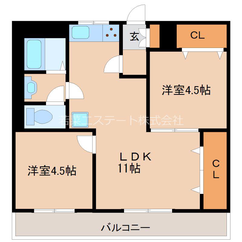 グランツレジデンス(2LDK/2階)の間取り写真
