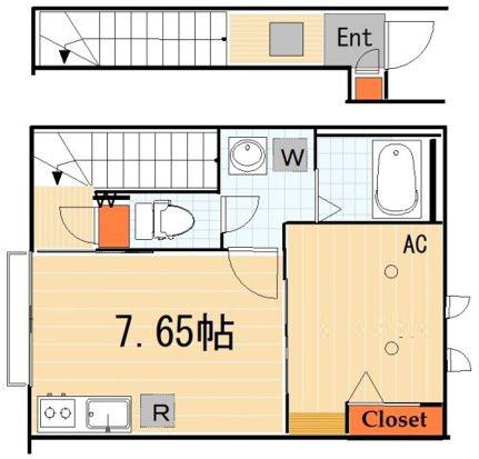 エスタシオン長崎(1DK/2階)の間取り写真