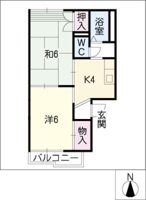 タウニー東郷(2K/1階)の間取り写真