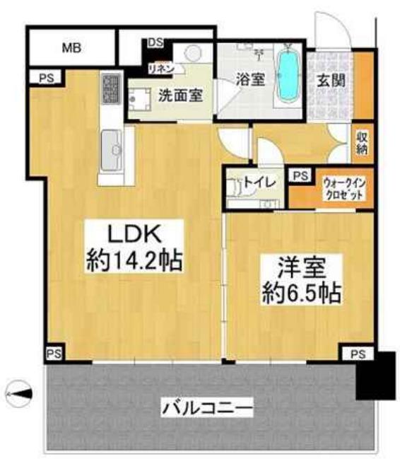 シティタワー東梅田パークフロント(1LDK/5階)の間取り写真