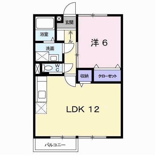 エスポワールハイムB(1LDK/2階)の間取り写真