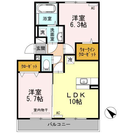 コンフォートIII(2LDK/2階)の間取り写真