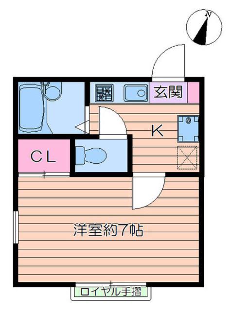 パルテール一之江I(1K/2階)の間取り写真