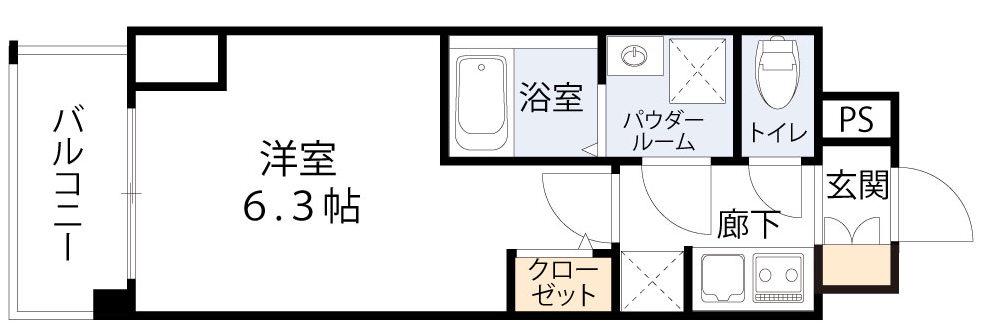 S-RESIDENCE福島玉川TRES(1K/5階)の間取り写真