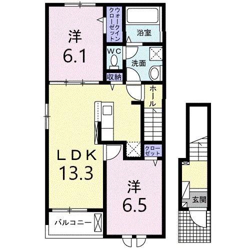 MAISON DU REVE(2LDK/2階)の間取り写真