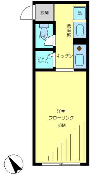 菅田ビル(1K/2階)の間取り写真