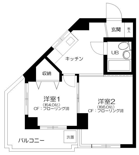 NYマンション(2K/2階)の間取り写真