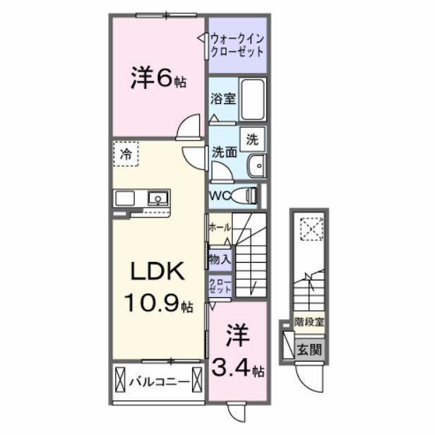 ビラ・アンダンテ(2LDK/2階)の間取り写真