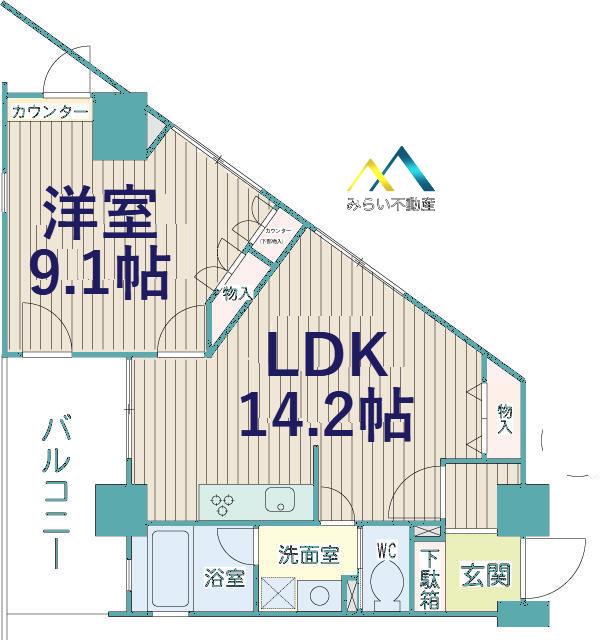 グッドビュー川崎(1LDK/6階)の間取り写真