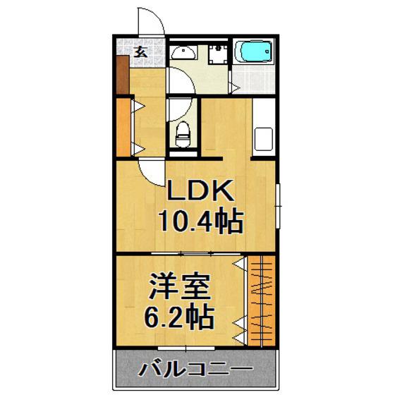 アシスト博多南(1LDK/3階)の間取り写真