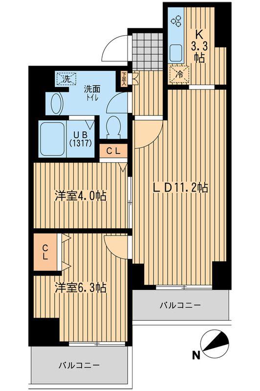 プルス上十条(2LDK/9階)の間取り写真