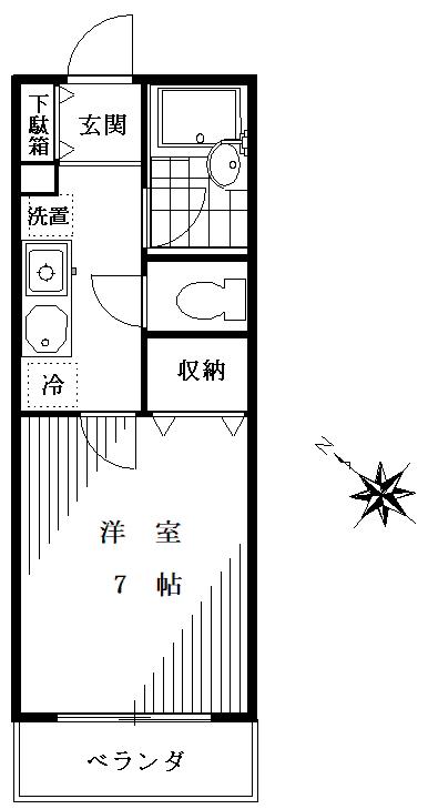 フォンティーヌ・ユニ(1K/1階)の間取り写真