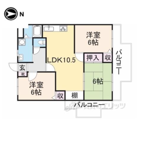 ダルバールやまと(3LDK/3階)の間取り写真