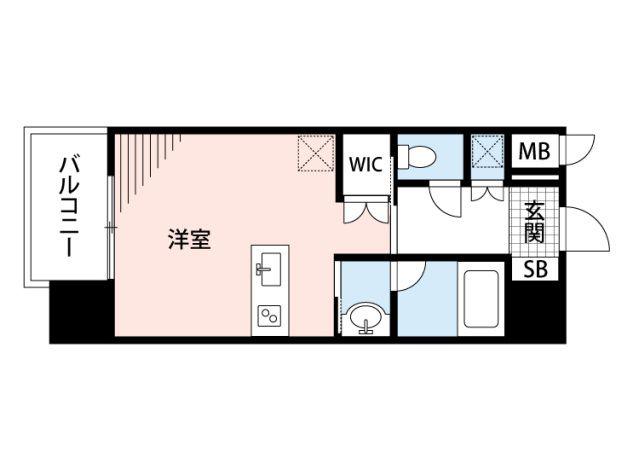プライムアーバン博多東(ワンルーム/8階)の間取り写真