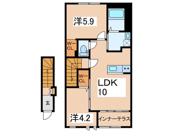 シャルダン(2LDK/2階)の間取り写真
