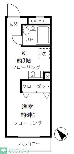 昭島コートエレガンスE(1K/3階)の間取り写真