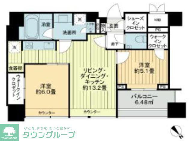 グランスイート麻布台ヒルトップタワー(2LDK/24階)の間取り写真