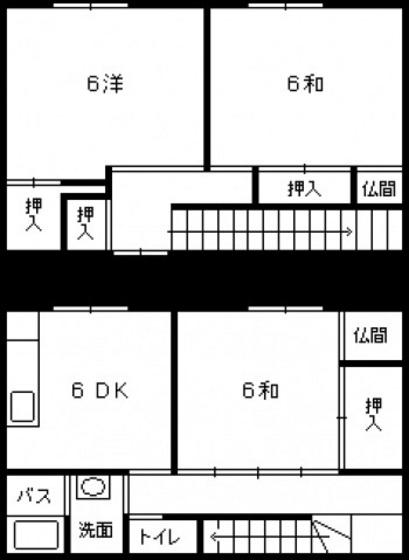 メゾネット林 B棟(3DK/1階)の間取り写真