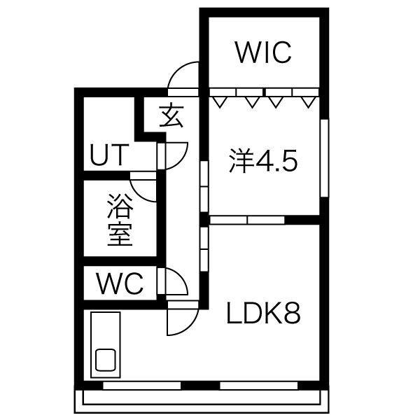 アレーズ岐阜北A棟(1LDK/4階)の間取り写真