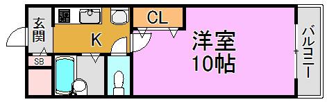 オリエンタル楠根(1K/1階)の間取り写真