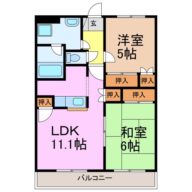 リバーヒルズ大高(2LDK/1階)の間取り写真