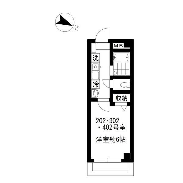 ウエストヴァリー東白楽(1K/3階)の間取り写真