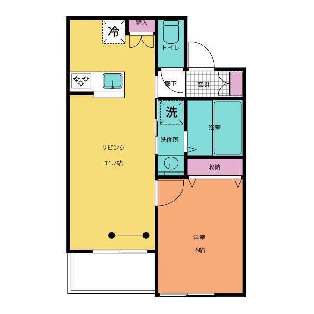 MAISON BANDILE(1LDK/1階)の間取り写真