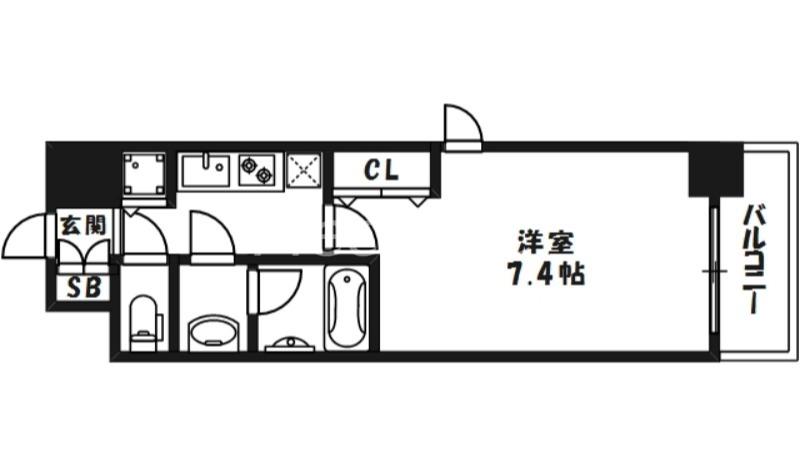 MID COURT UMEKITA(1K/7階)の間取り写真