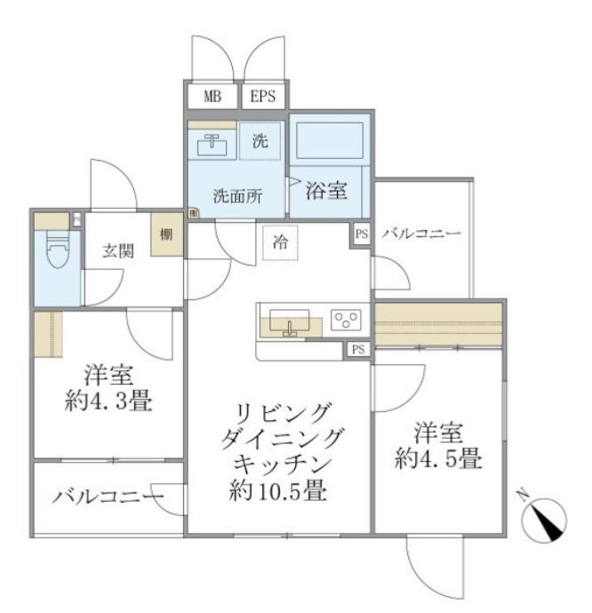EXAM AKASAKA エクサムアカサカ(2LDK/5階)の間取り写真
