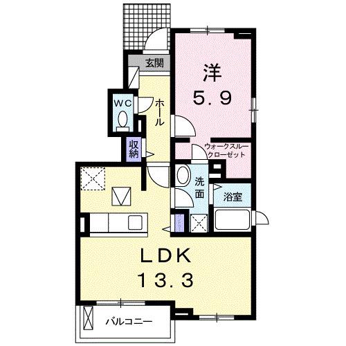 アルソールB(1LDK/1階)の間取り写真