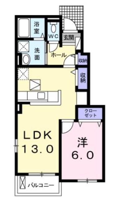 サンリットヒルズ(1LDK/1階)の間取り写真