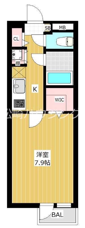第二惣内ハイツ(1K/2階)の間取り写真
