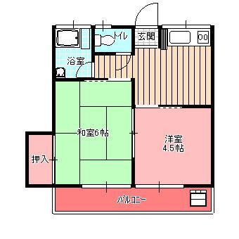 第一コーポ(2K/2階)の間取り写真
