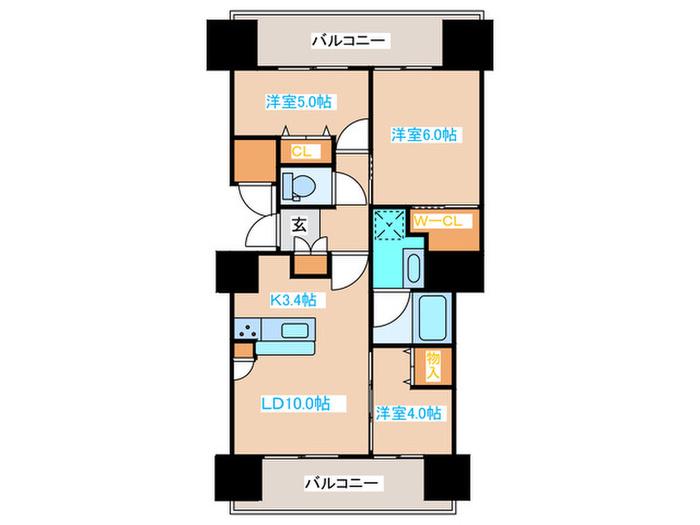 プランシエラ札幌桑園(3LDK/10階)の間取り写真