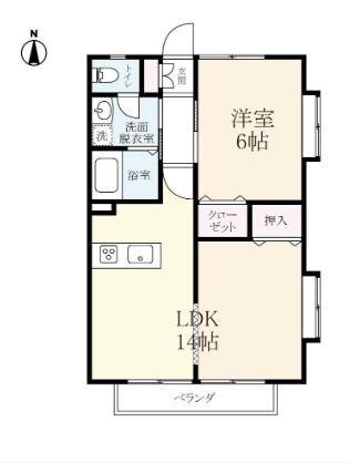 ロッジ久保田 A棟(1LDK/2階)の間取り写真