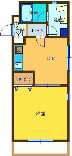 ヴァンベール元住吉(1DK/1階)の間取り写真