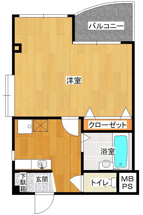 ソラール羽衣(1K/2階)の間取り写真
