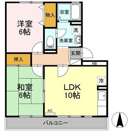 BELL・ST(2LDK/2階)の間取り写真