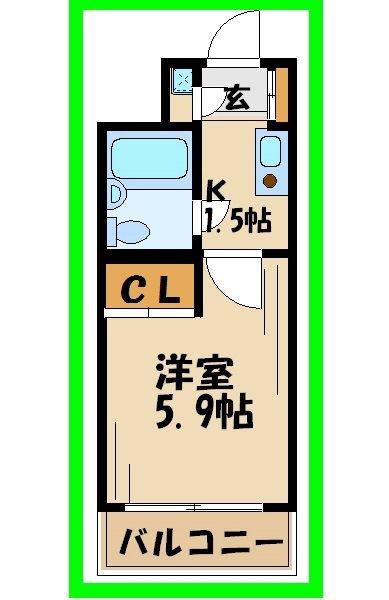 アーバン・ドヌール(1K/2階)の間取り写真