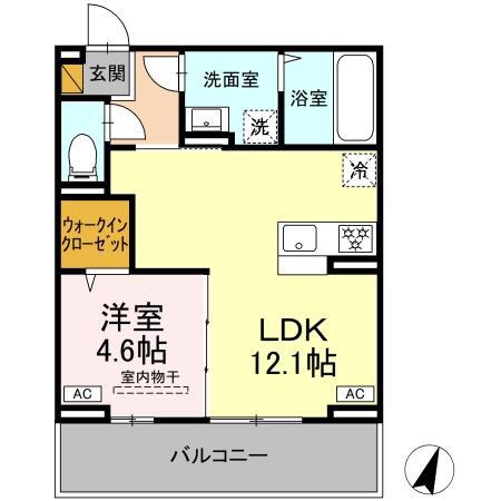 D-SOLACE末広4丁目(1LDK/2階)の間取り写真