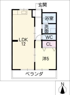 グリーンマンション(1LDK/3階)の間取り写真