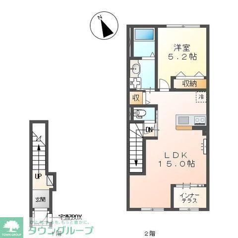 越谷市宮本町 アパートIV期工事(1LDK/2階)の間取り写真