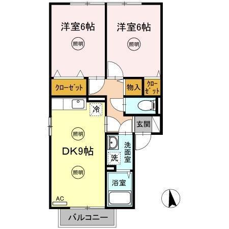 アーバンハイツ28 A棟(2DK/2階)の間取り写真