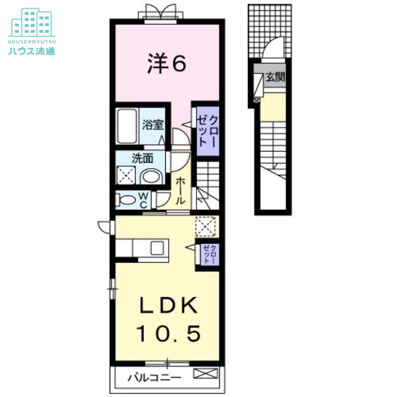 アイヒルズ ネクストB(1LDK/2階)の間取り写真
