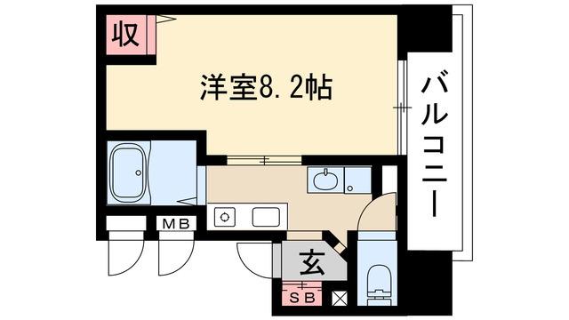 ヒルズ花の木(1K/2階)の間取り写真