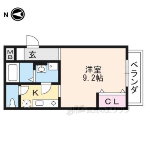 AYM三条(1K/1階)の間取り写真