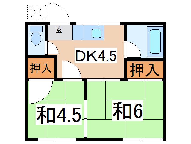 コーポ森(2DK/2階)の間取り写真