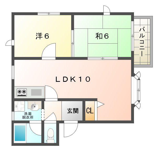 メゾンシャリオD(2LDK/2階)の間取り写真