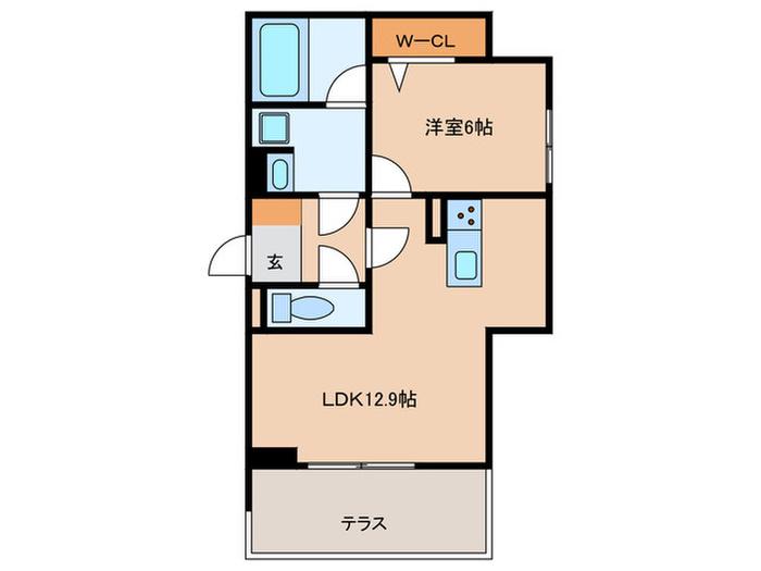 ビスタレイルウェイ八田(1LDK/1階)の間取り写真
