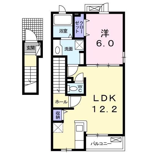 サニーメゾン(1LDK/2階)の間取り写真